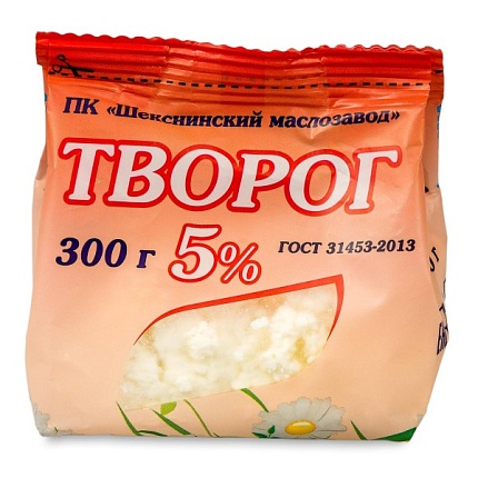 Творог Шекснинский маслозавод 5% 300г пакет