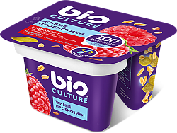 Йогурт Bio culture твин- пот с малиной  и семенами чиа мюсли 130г