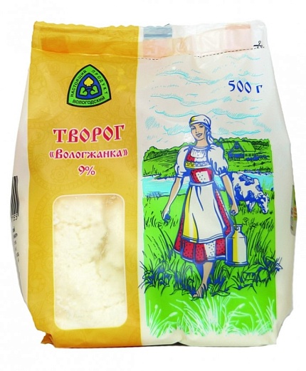 Творог Вологжанка 9% 0,5кг