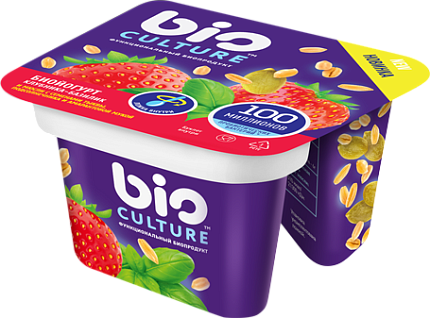Йогурт Bio culture с клубникой и базиликом 130г
